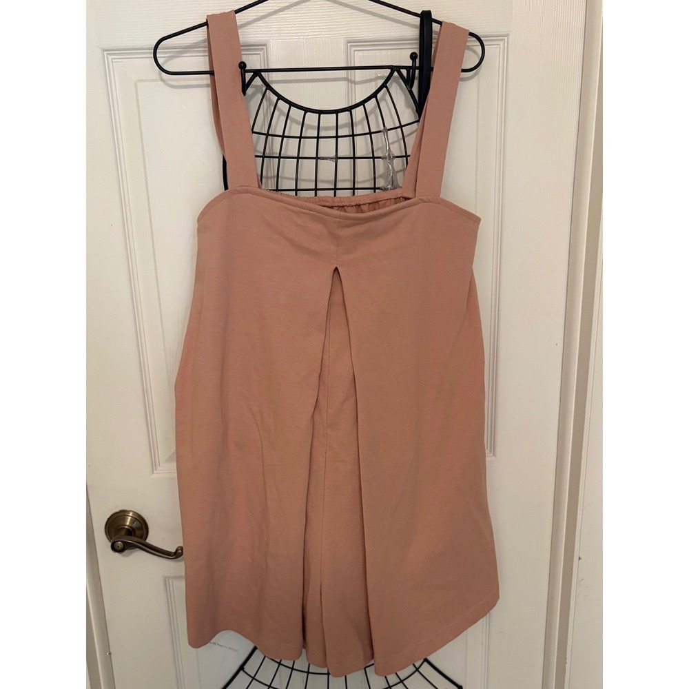 FP Beach Free People Women's L Blush Pink Pleated Oversized Mini Dress